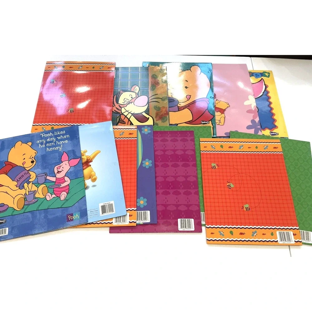 Vintage Pen Tab Disney Winnie The Pooh School Folder Lot of 13 Piglet Tigger Y2K
